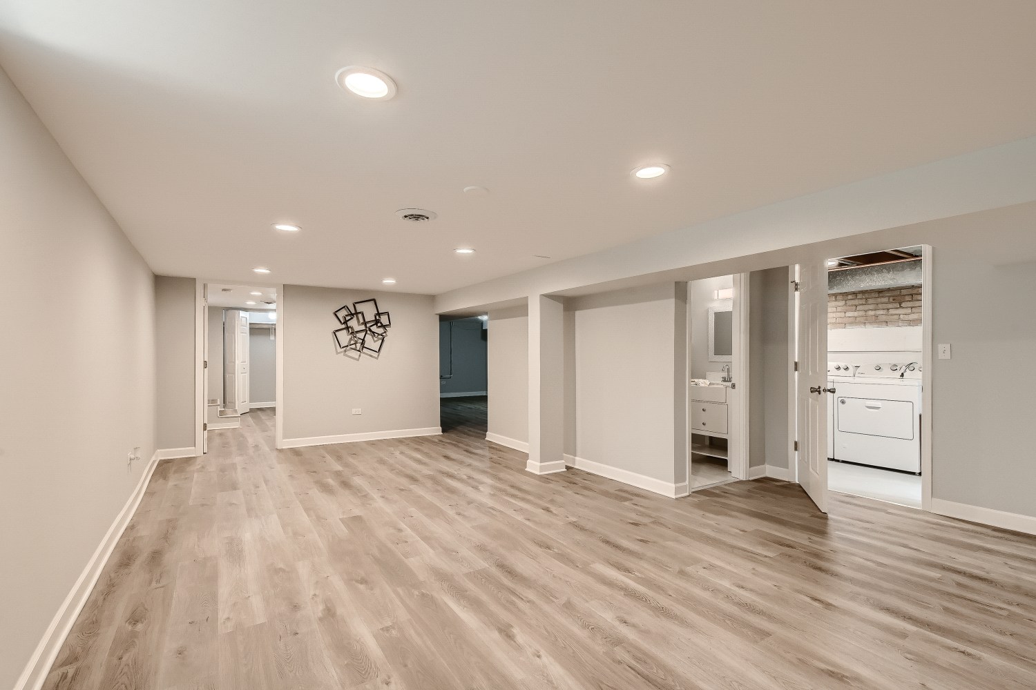 Sawyer after photo: Finished basement family room