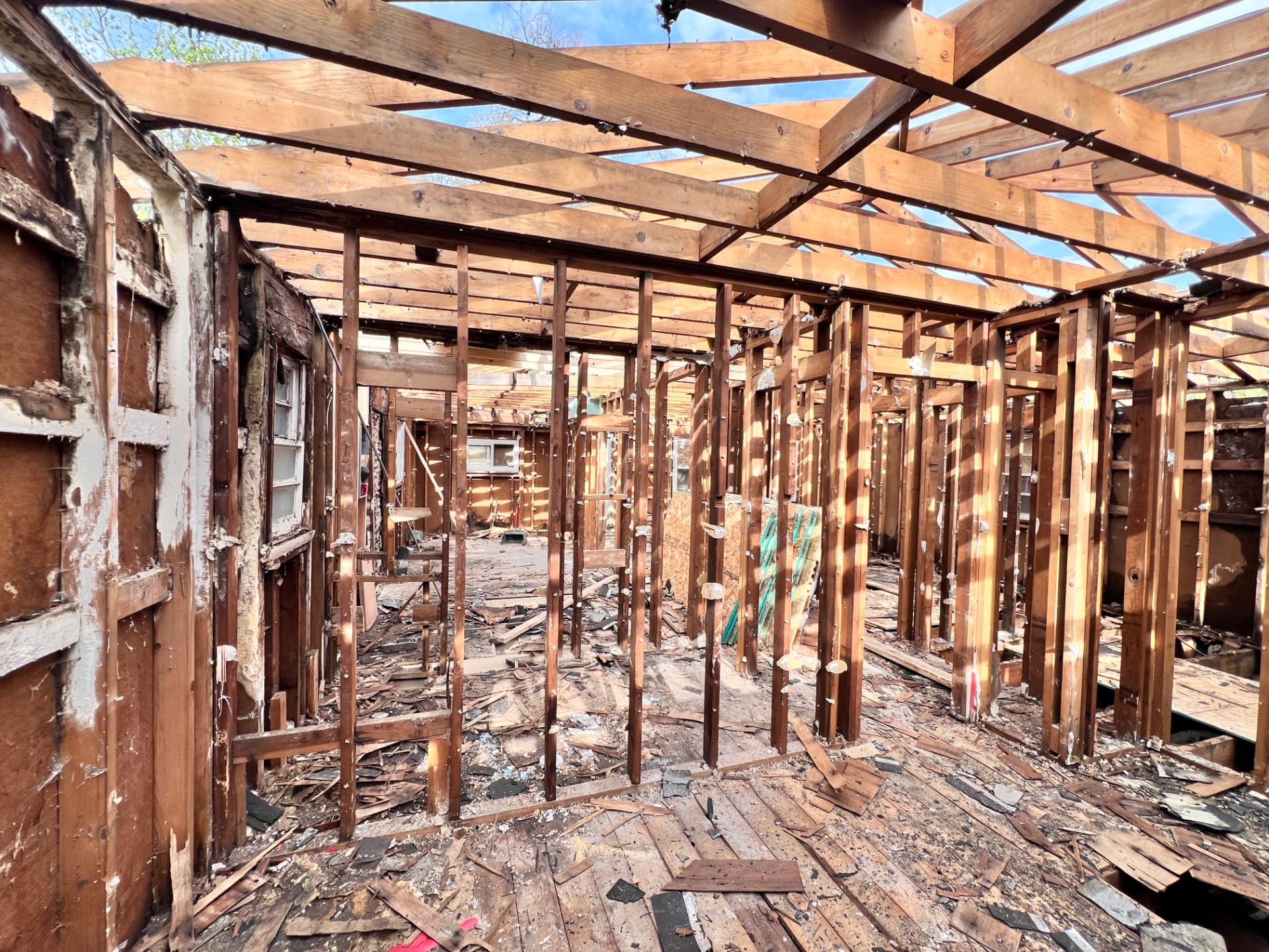 Winchester before photo: Original wall framing