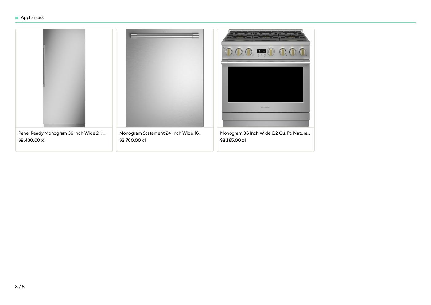 Sample kitchen selection board, page 8 of 8
