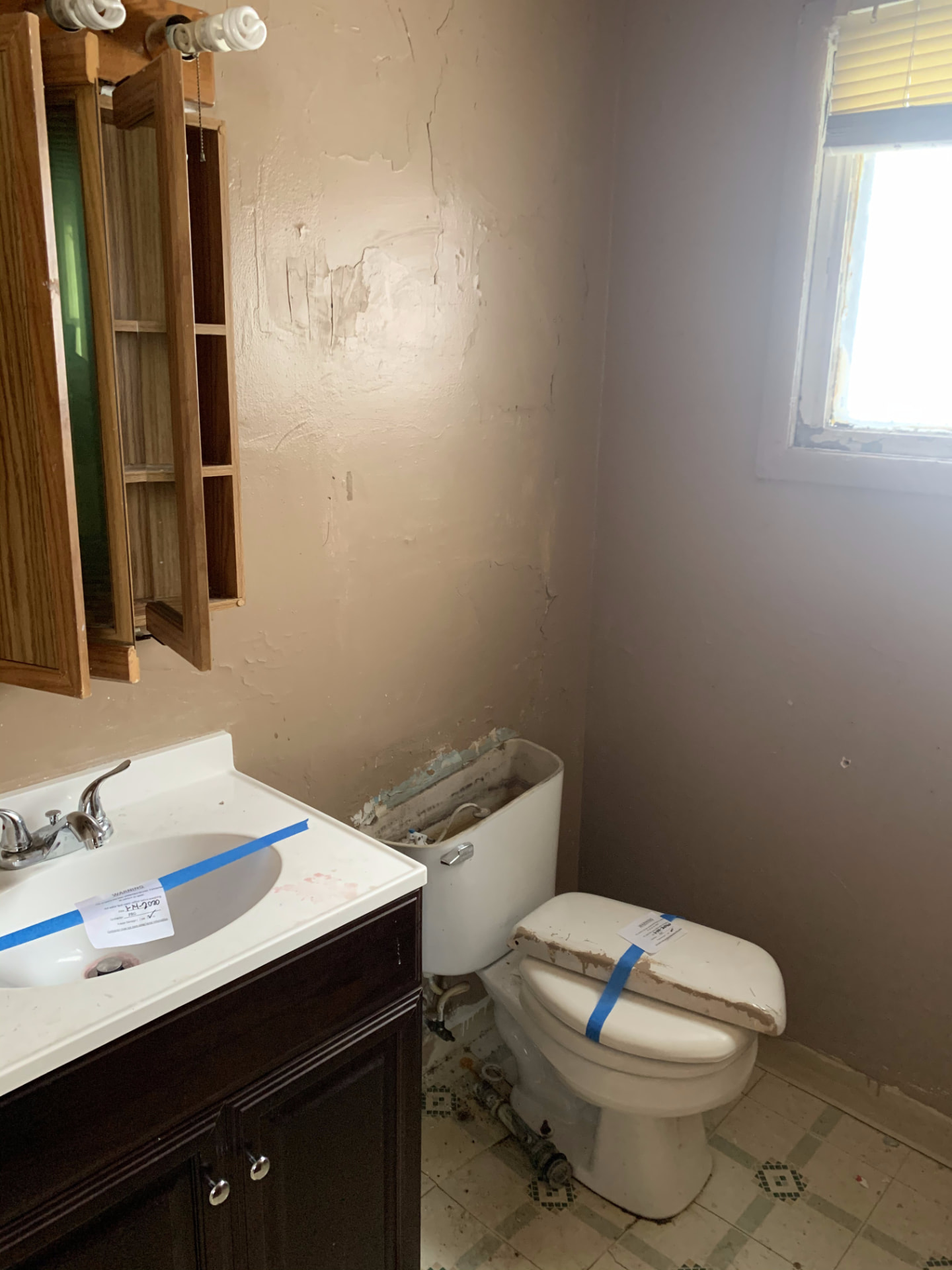 Wood before photo: Original master suite bathroom